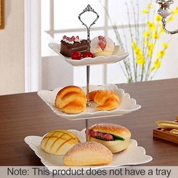 ELECTROPRIME 1 Set Sweets Candy Cupcake Tray Wedding Party Cake Display Stand Zinc Alloy Golden Tone cake stand(Silver)
