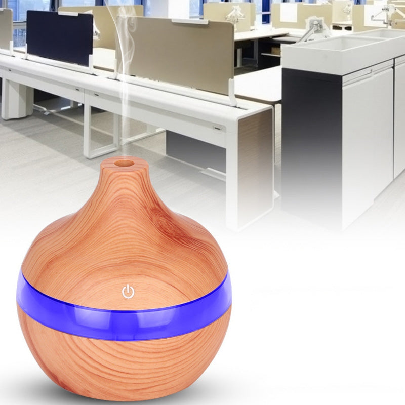 ELECTROPRIME 300ML Waterdrop Shape USB Wood Grain Aromatherapy Air Purifier Mute Humidifier, Color: Deep Wood Grain