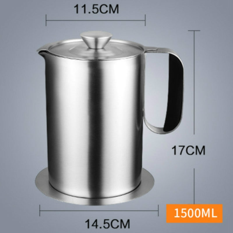 ELECTROPRIME Stainless Steel Leakproof Filter Mesh Oil Canister Kitchen Household Oil Storage Tank, Capacity: 1.5L