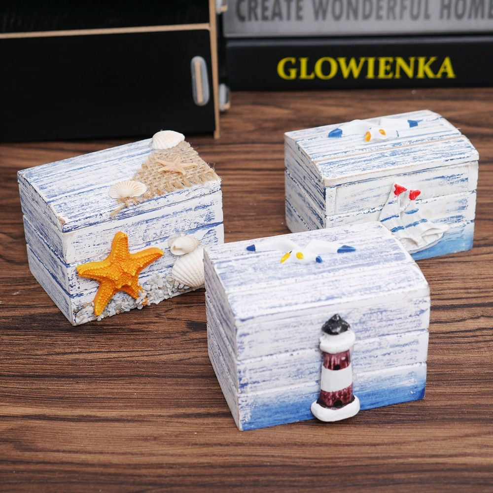 ELECTROPRIME Wooden Pirate Jewellery Storage Box Case Holder Vintage Desk Storage Box(Lighthouse)