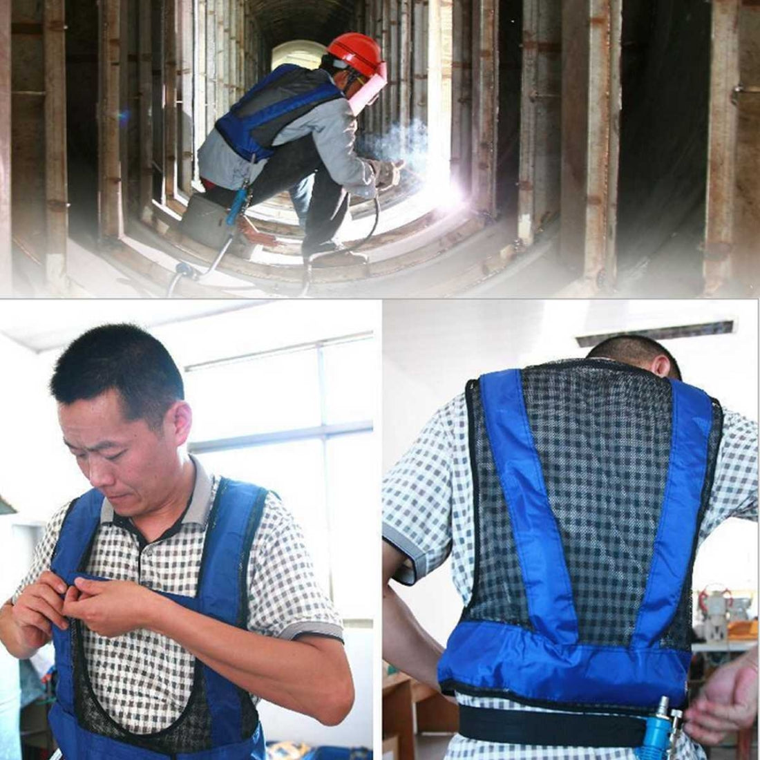 ELECTROPRIME Portable Welder Heatstroke Cooling Air Conditioning Vest, Size:One Size(Blue)