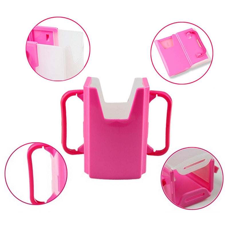 ELECTROPRIME Handle Boxed Anti-sprinkling Drink Holder Retractable Baby Learning Cup(Pink)