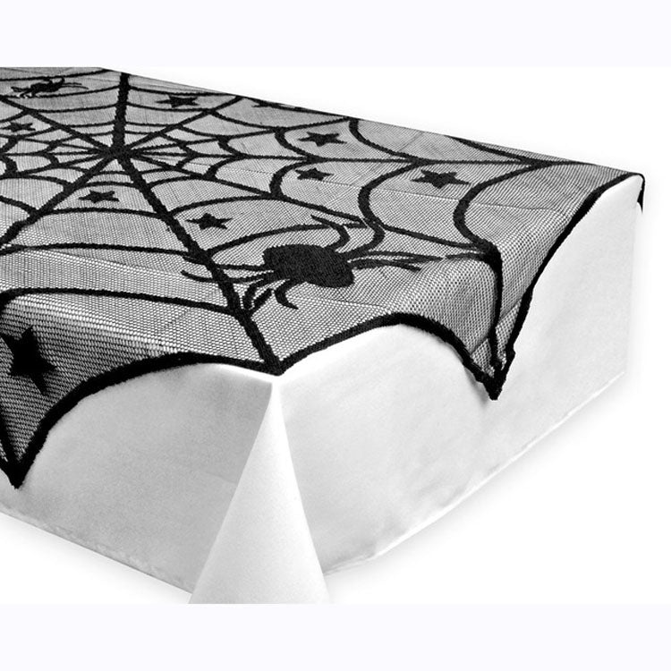 ELECTROPRIME Halloween Party Black Lace Spider Web Tablecloth Decoration, Size:102x102CM