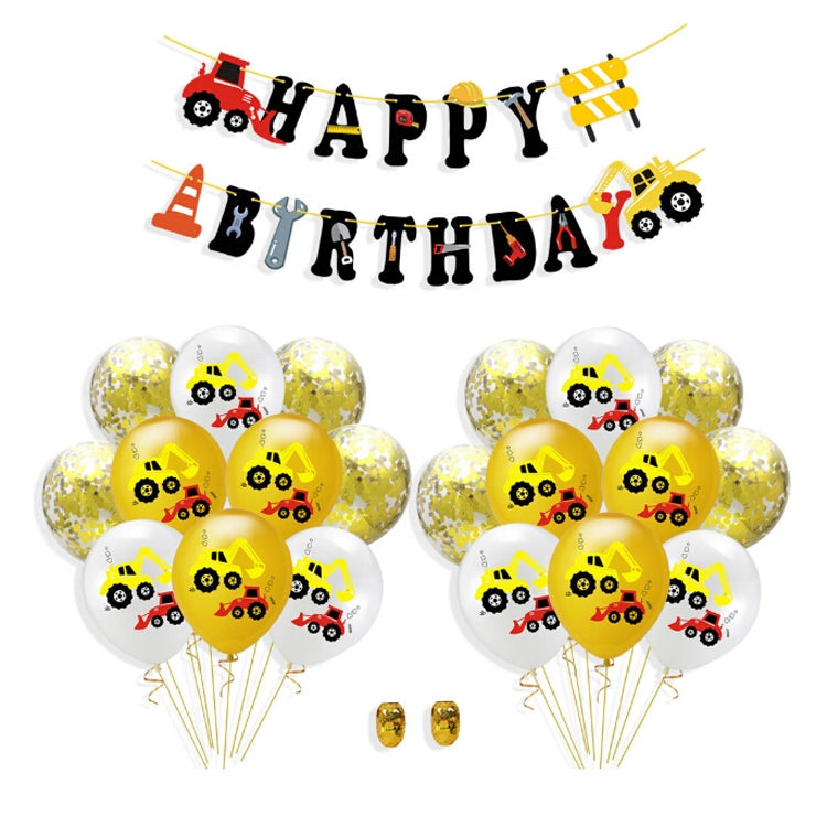 ELECTROPRIME Construction Tractor Inflatable Air Balloons Birthday Excavator Vehicle Banners Baby Shower Kids Boys Birthday Party Supplies, Suit:Suit Six