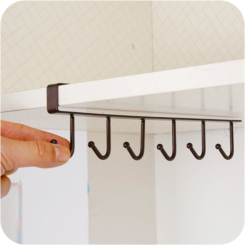 ELECTROPRIME 2 PCS Hooks Storage Rack Cup Towel Hanging Holder Bathroom Kitchen Cabinet Organizer(White)