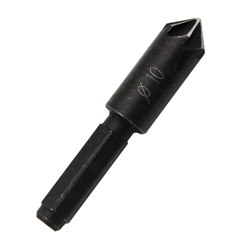 ELECTROPRIME 10 mm 13 mm Woodworking Hole Drilling Positioning Board 1/4 Hex Handle Seven-blade Chamfering Knife Edger(Black)