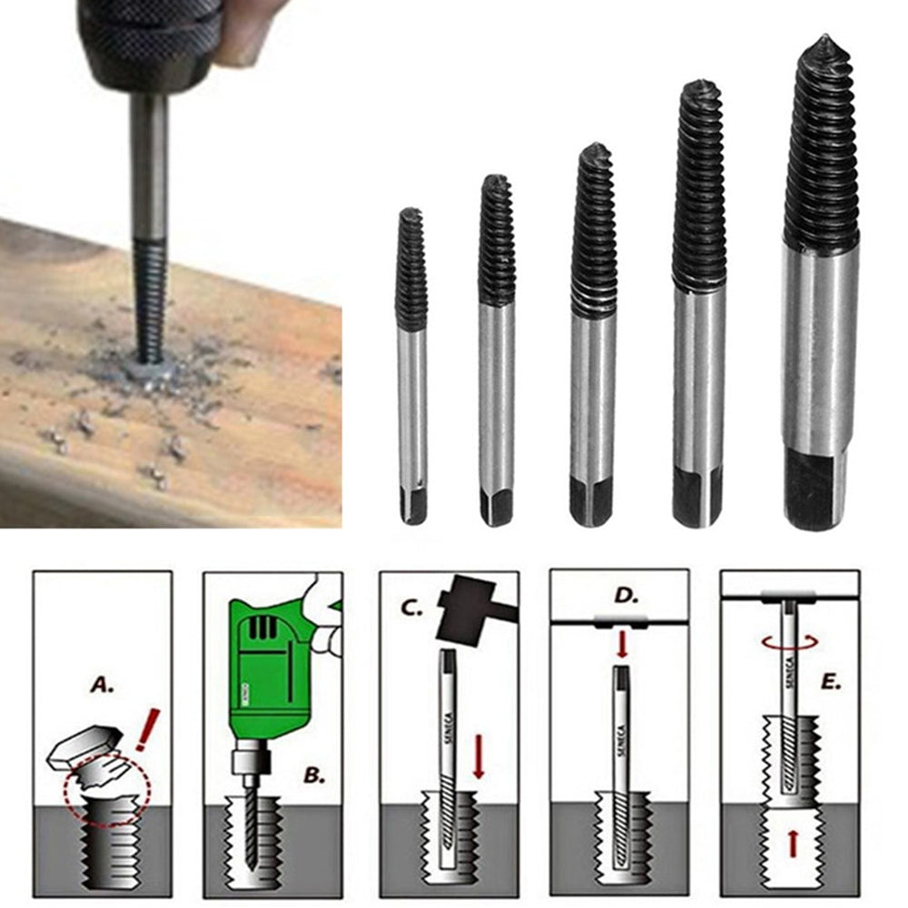 ELECTROPRIME Broken Wire Broken Nail Screw Extractor, Specification:5-piece Set