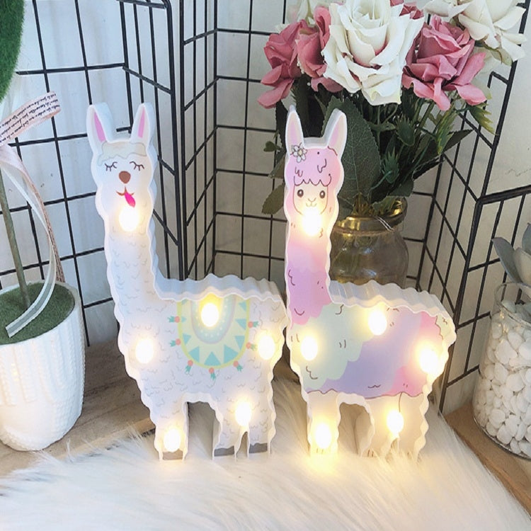 ELECTROPRIME LED Painted Lantern Alpaca Night Light Holiday Decoration Room Posing Style Light(White)