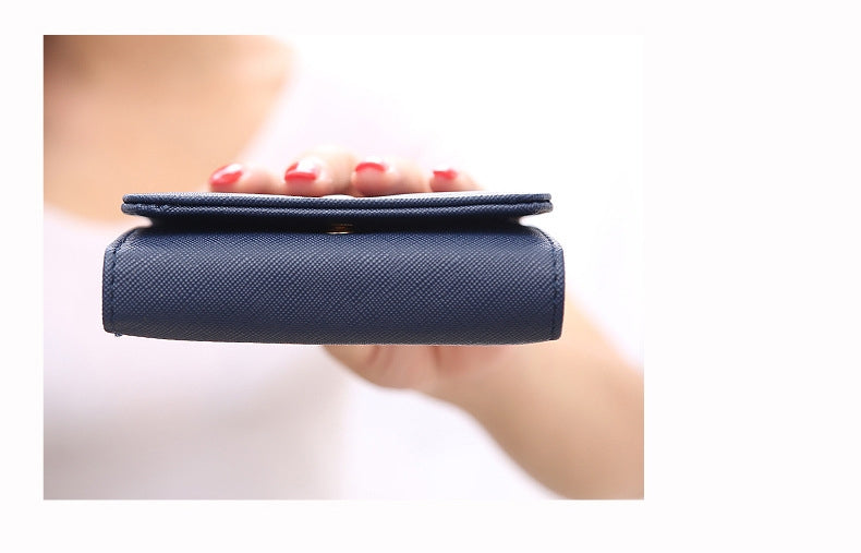 ELECTROPRIME Short Mini Women Wallets Crown Decorated Fold PU Leather Coin Purse Card Holder(Blue)