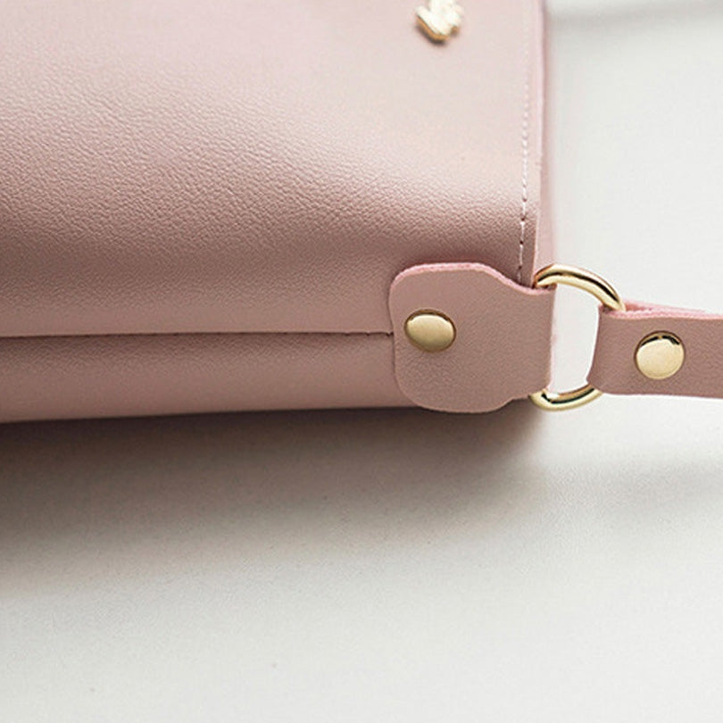 ELECTROPRIME Women Solid zipper Shoulder Bag Crossbody Bag Messenger Phone Coin Bag(Pink)