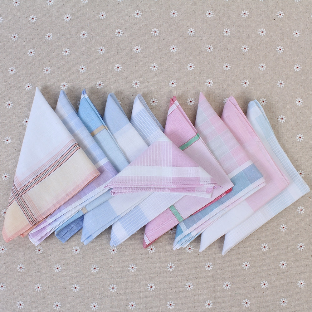 ELECTROPRIME Multicolor Plaid Stripe Men Pocket Squares Business Chest Towel Handkerchiefs 100% Cotton(Random Color)