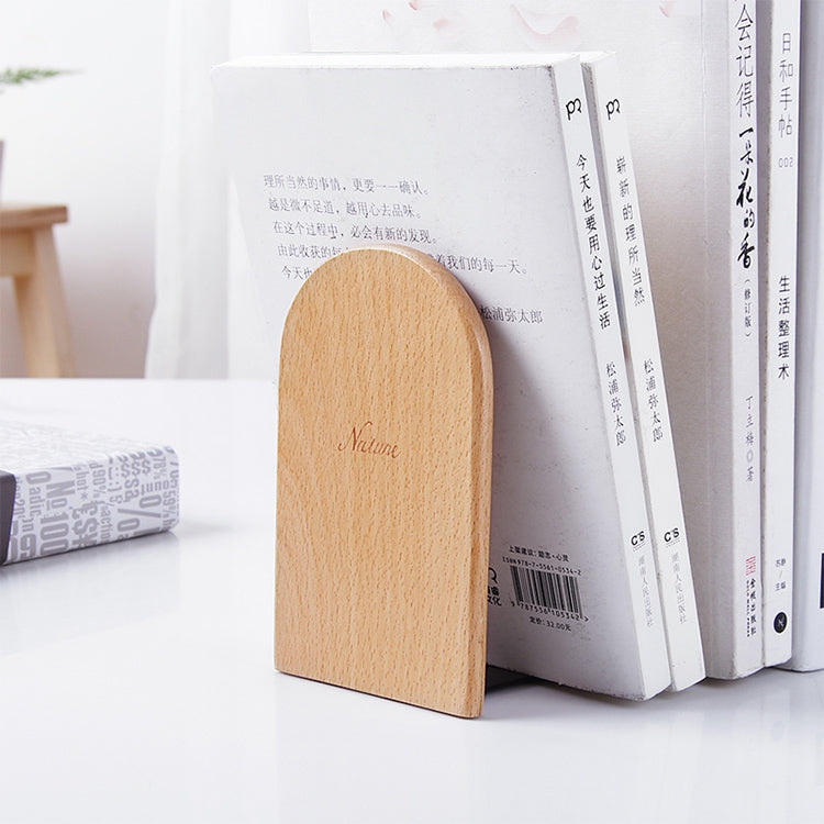 ELECTROPRIME Anti-skid Bookends Shelf Holder Book Nature Wood Stand(Round)