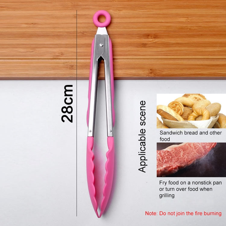 ELECTROPRIME Kitchen Silicone Cooking Salad Stainless Steel Handle Food Clip(Blue)