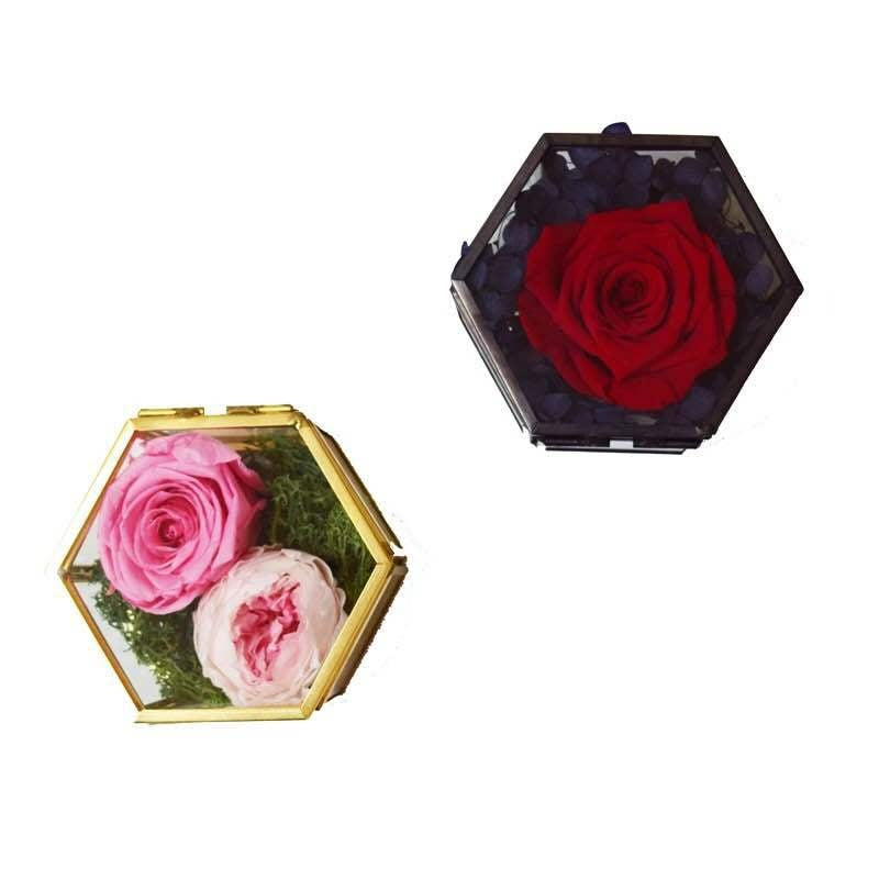 ELECTROPRIME Mini Hexagon Geometric Wedding Ring Jewlry Box(Black)