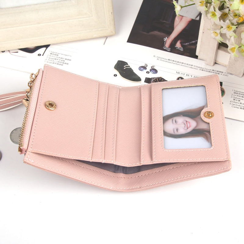 ELECTROPRIME Lady Short Cross-Streaked Suzip Wallet(Pink)