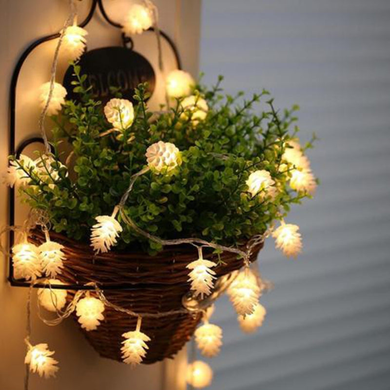 ELECTROPRIME 20 LEDs Solar Powered Pine Cone Outdoor Energy Saving Holiday Wedding Decoration String Light Garden Landscape Lamp(Warm White)