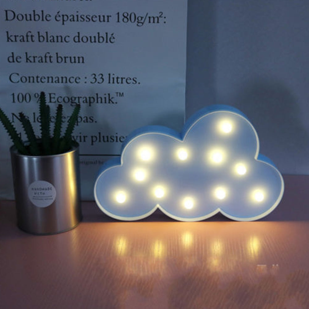 ELECTROPRIME Switch Style Cloud Shape LED Night Warm Bedside Lamp Table Light Bedroom Study Room Night Light(Blue)