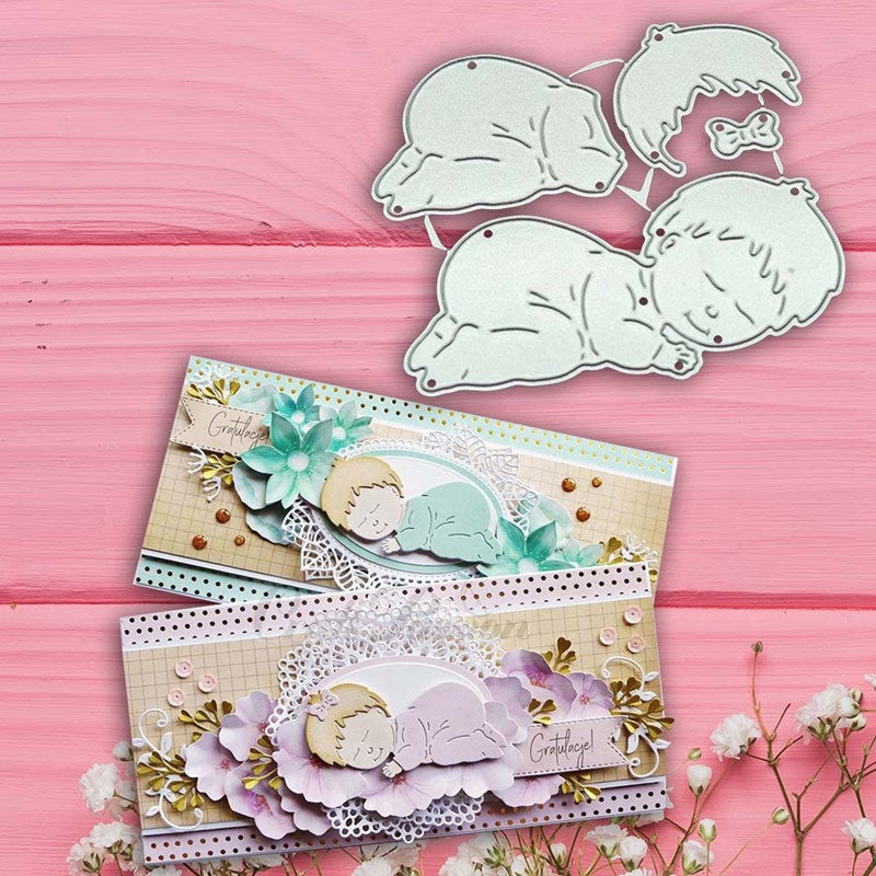 ELECTROPRIME Sleeping Baby Knife Mold DIY Cutting Book Album Greeting Card Making Mold(Silver)