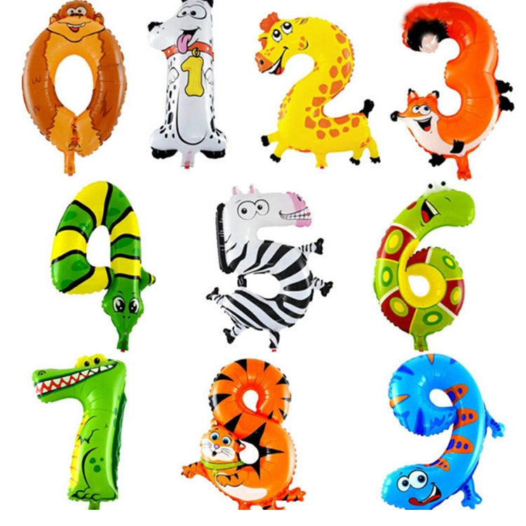 ELECTROPRIME 3 PCS 0-9 Digital Cartoon Children Birthday Party Decorated Aluminum Balloon(Number Seven)