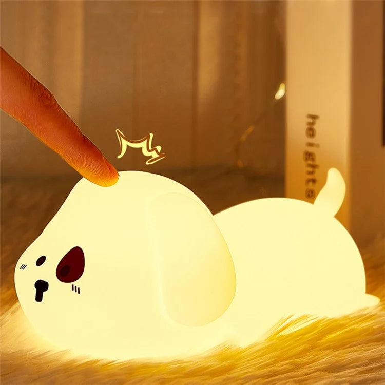 Cute Dog Touch Night Lamp Bedroom Decoration LED Light USB Charging Bedside Tap Lamp
