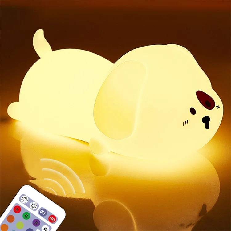 Cute Dog Touch Night Lamp Bedroom Decoration LED Light USB Charging Bedside Tap Lamp