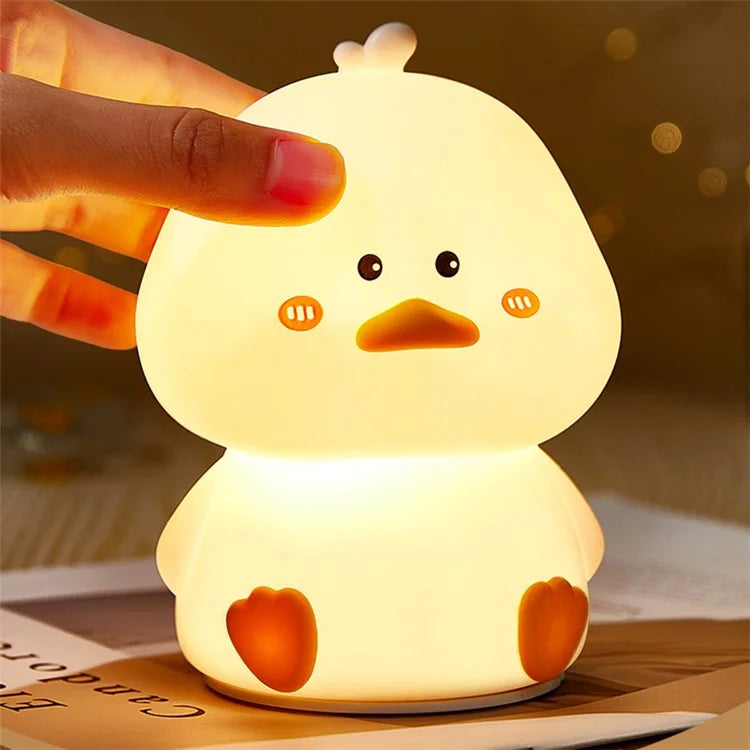Bedroom Colorful Light Mini Duck Shape Bedside Tap Lamp USB Charging LED Night Light