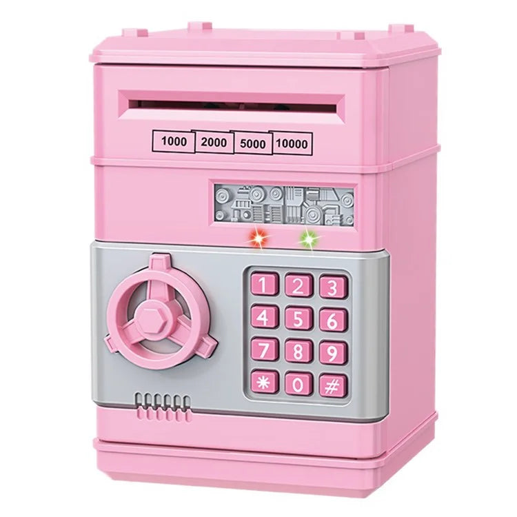 7901 Kids Cartoon Electronic ATM Password Piggy Bank Cash Coin Can Auto Scroll Paper Money Saving Box Gift