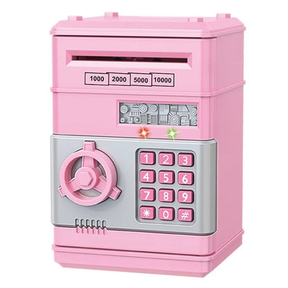 7901 Kids Cartoon Electronic ATM Password Piggy Bank Cash Coin Can Auto Scroll Paper Money Saving Box Gift