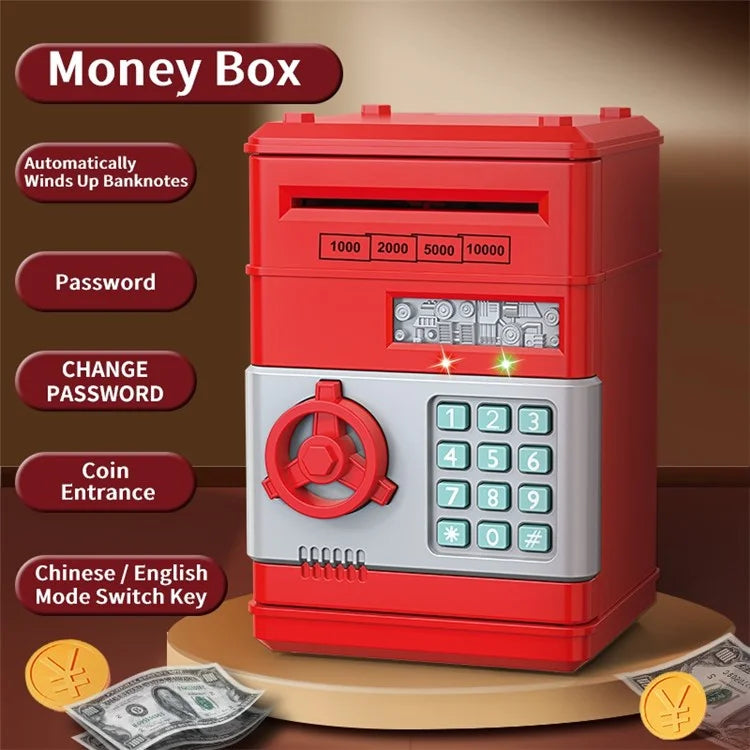 7901 Kids Cartoon Electronic ATM Password Piggy Bank Cash Coin Can Auto Scroll Paper Money Saving Box Gift