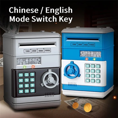 7901 Kids Cartoon Electronic ATM Password Piggy Bank Cash Coin Can Auto Scroll Paper Money Saving Box Gift