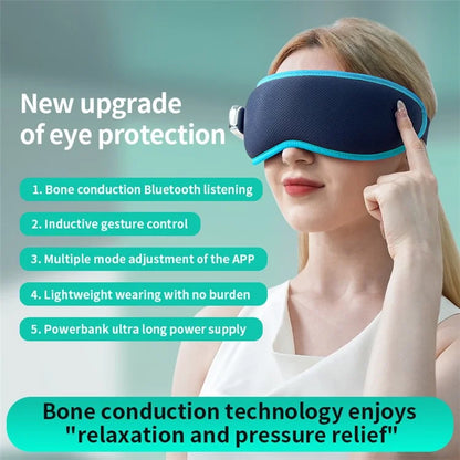 CKGO Y09-Plus Decompression Bluetooth Music Player Eye Mask Sleep Shading Eye Massage Mask, Magnetic Battery Powered