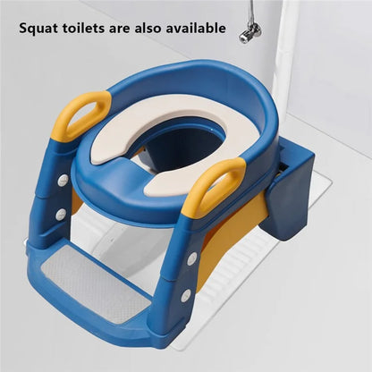 M301-BC PU Seat Cushion Foldable Toilet Baby Children Potty Training Toilet Seat with Ladder