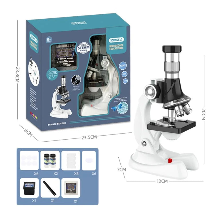QB3303 1 Set Elementary School Student STEM Microscope 1200X Magnification Tools for Children