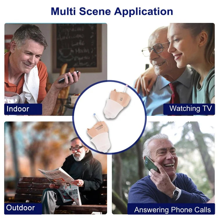 F23D3 Invisible CIC Hearing Amplifier 16 Channels Noise Reduction Wireless Hearing Aid for Elderly Deaf, Single Ear