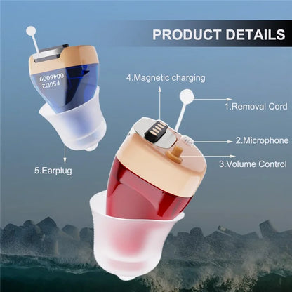 F50D2 Invisible In-Ear Digital Hearing Aid Elderly Noise Reduction Hearing Amplifier (Single Ear)