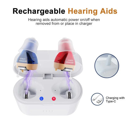 F50D2 Invisible In-Ear Digital Hearing Aid Elderly Noise Reduction Hearing Amplifier (Single Ear)