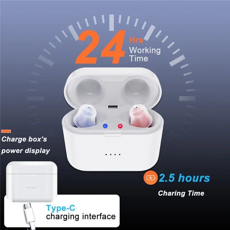 F50D2 Invisible In-Ear Digital Hearing Aid Elderly Noise Reduction Hearing Amplifier (Single Ear)