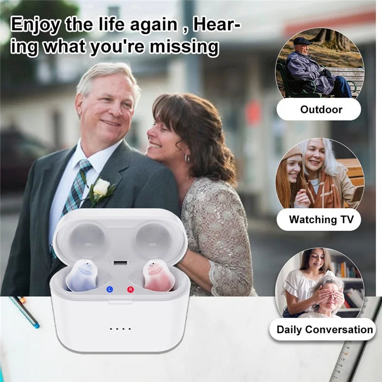 F50D2 Invisible In-Ear Digital Hearing Aid Elderly Noise Reduction Hearing Amplifier (Single Ear)