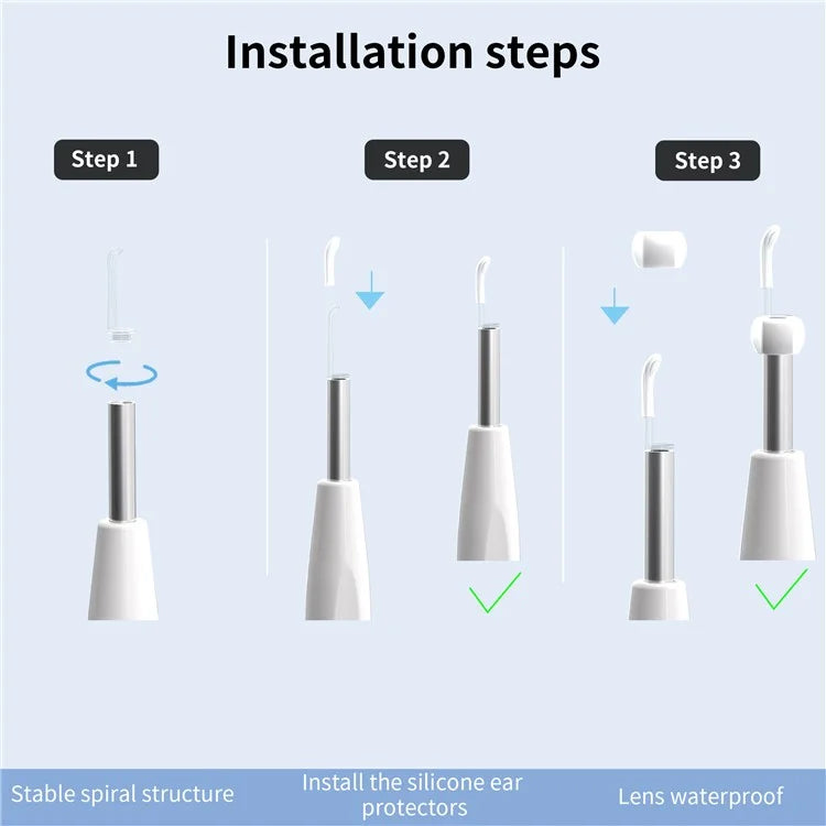 W2 Ear Camera Otoscope Ear Wax Removal Tool Kit LED Light Ear Pick Spoon Earwax Remover