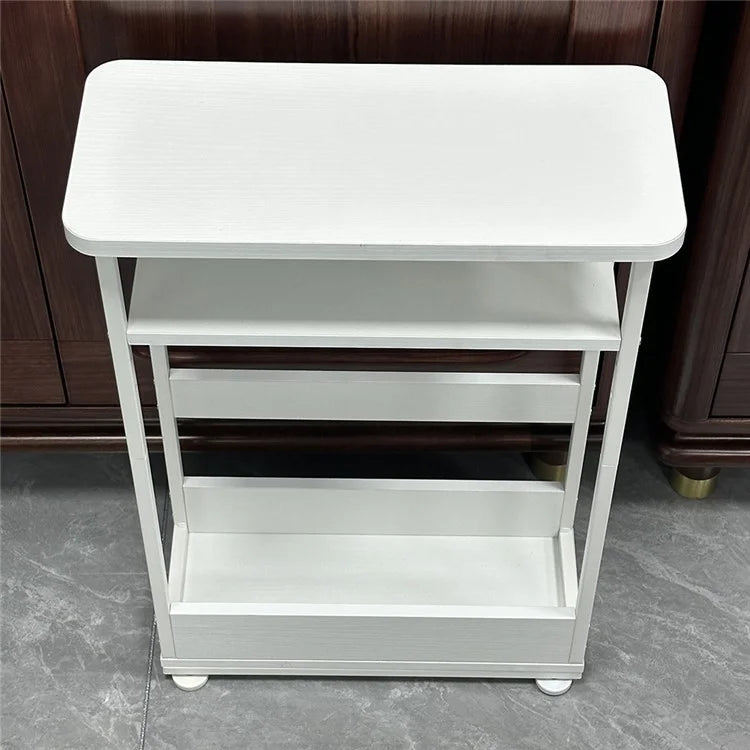 40x18x55cm Wooden Magazine Holder Shelf 3 Tier End Table for Living Room Bedroom, White Wood Grain