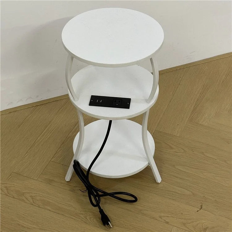 AWD-1 Sofa Side Table 3-Tier End Table with US Plug Power Outlets, 300x550mm