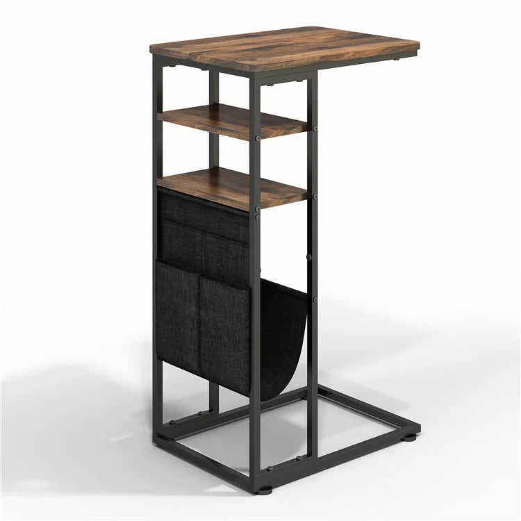 595-C2 Narrow Side Table with Magazine Holder, 40x30x71cm