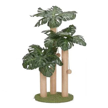 Simulated Monstera Deliciosa Three Pillars Cat Scratching Post Climbing Stick