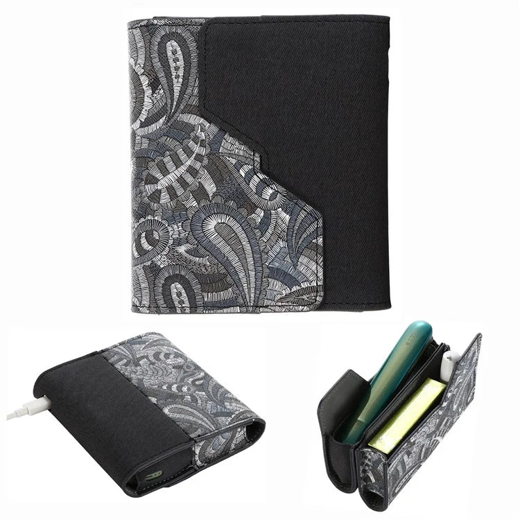 For IQOS ILUMA E-cigarette Leather Protective Case Splicing Design Drop-proof Storage Bag