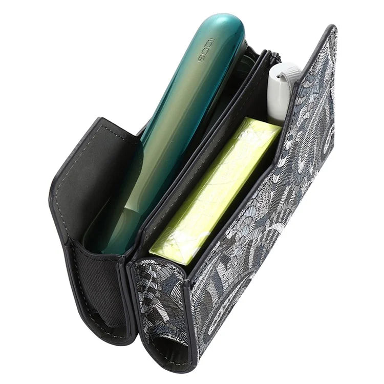 For IQOS ILUMA E-cigarette Leather Protective Case Splicing Design Drop-proof Storage Bag