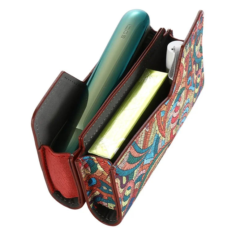 For IQOS ILUMA E-cigarette Leather Protective Case Splicing Design Drop-proof Storage Bag