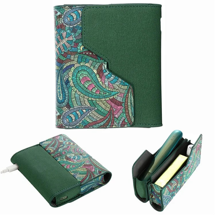 For IQOS ILUMA E-cigarette Leather Protective Case Splicing Design Drop-proof Storage Bag