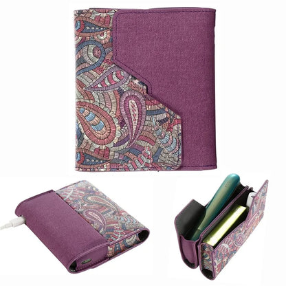 For IQOS ILUMA E-cigarette Leather Protective Case Splicing Design Drop-proof Storage Bag