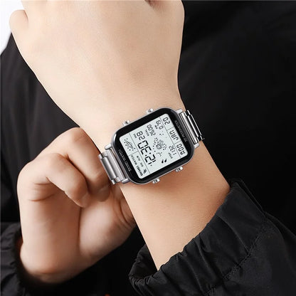 SKMEI 1888 Business Men Square Electronic Watch Steel Strap Sport Digital Watch