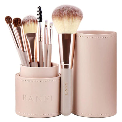 BANFI 7Pcs Eyeshadow Foundation Lip Makeup Brush Set with Cylindrical Box